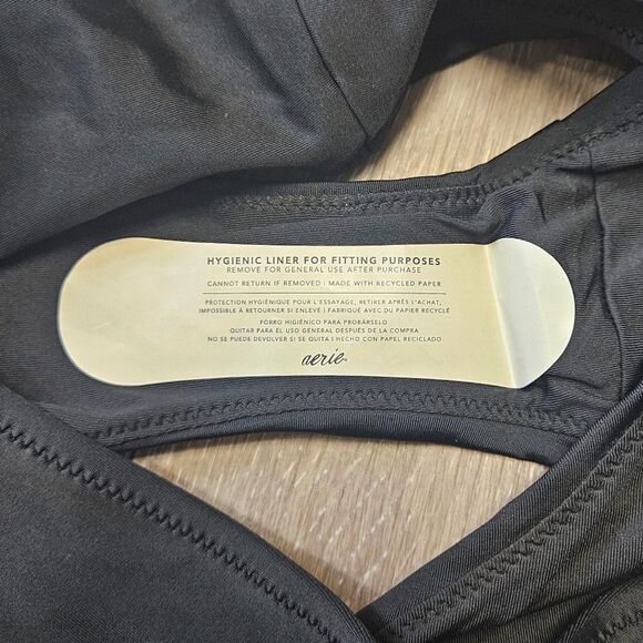 Aerie High Waisted High Cut Cheeky Swim Bottoms Black Women's Medium Swim Beach - Picture 5 of 5